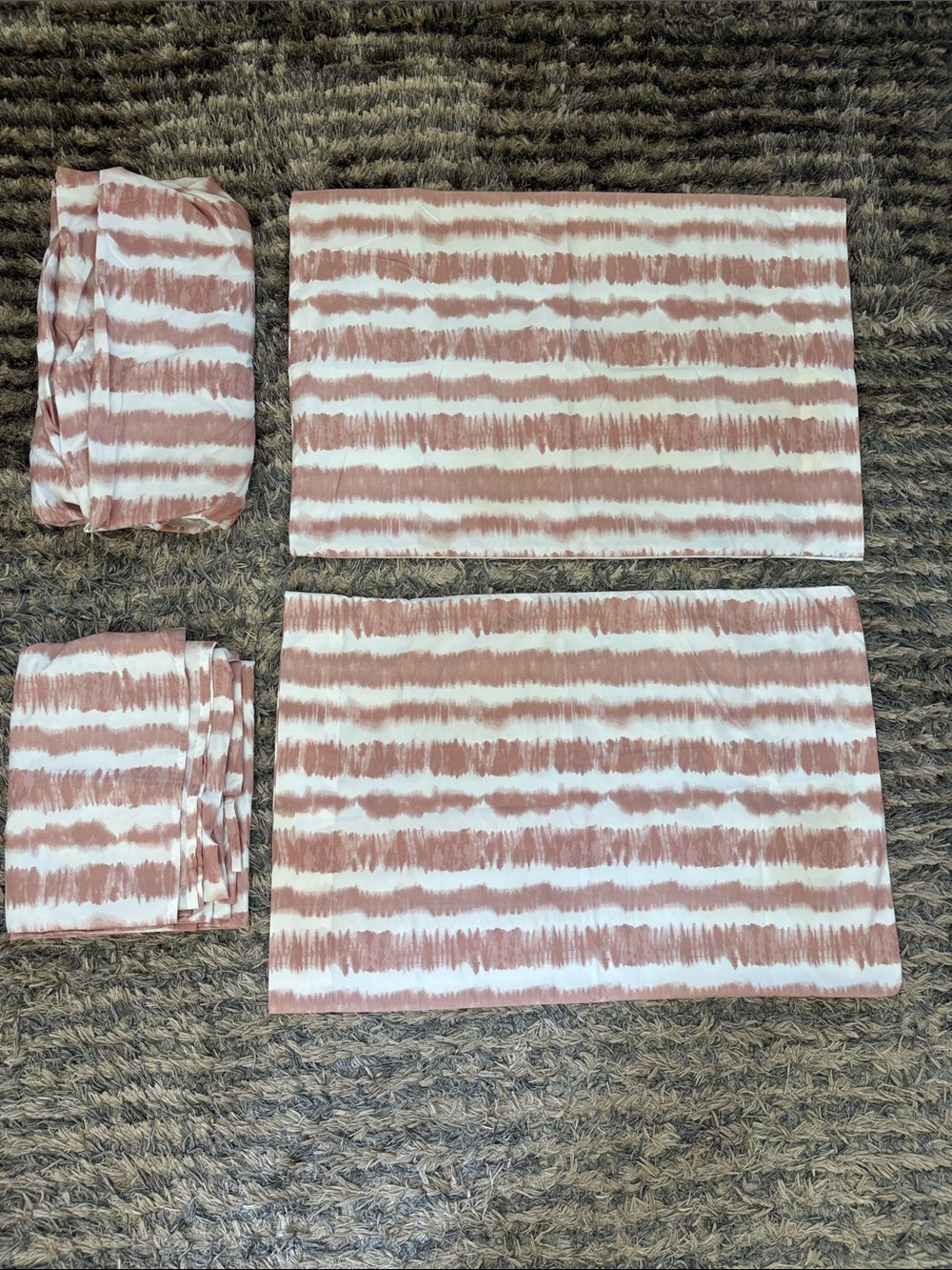 Striped Blush and White Bedding Set - Soft Home Bedding Queen/Full Size BOGO